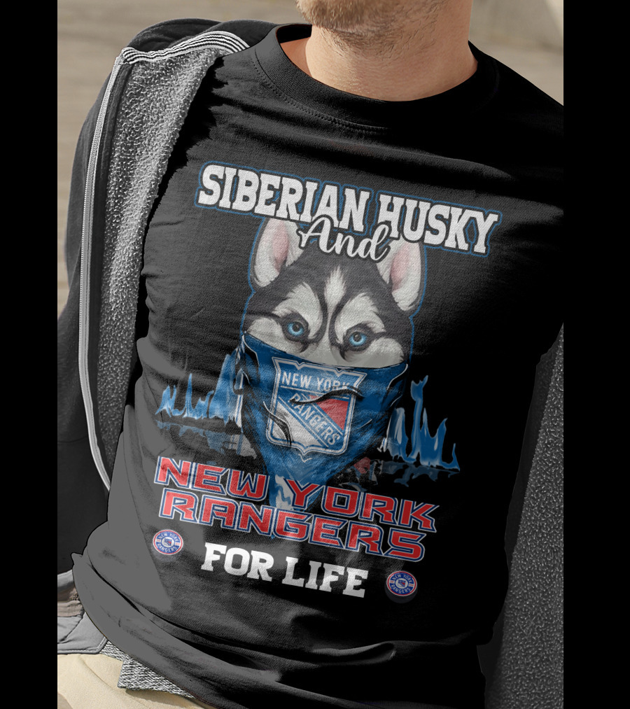 Siberian Husky And New York Rangers For Life T-Shirt