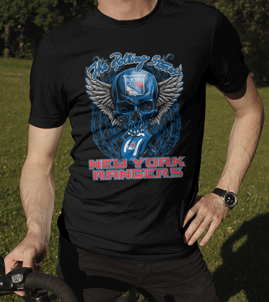 The Rolling Stones Skull With Wings And Tongue Featuring New York Rangers T-Shirt