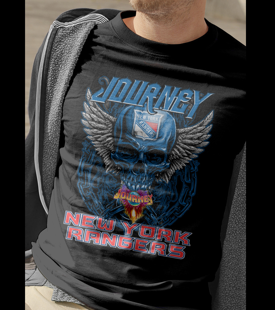 Journey New York Rangers Skull Wings Chain Flame T-Shirt
