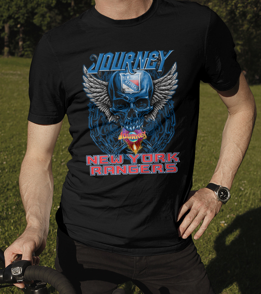 Journey New York Rangers Skull Wings Chain Flame T-Shirt