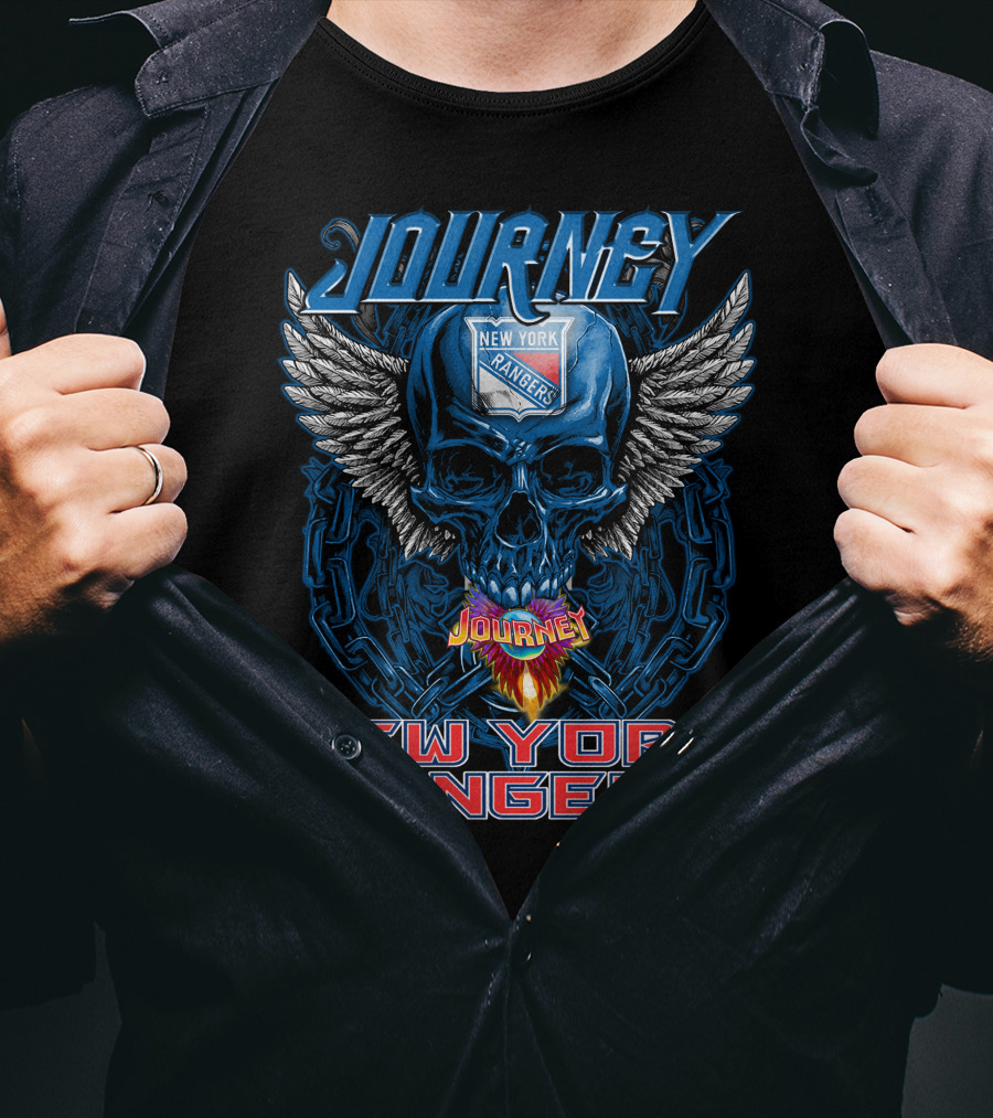 Journey New York Rangers Skull Wings Chain Flame T-Shirt