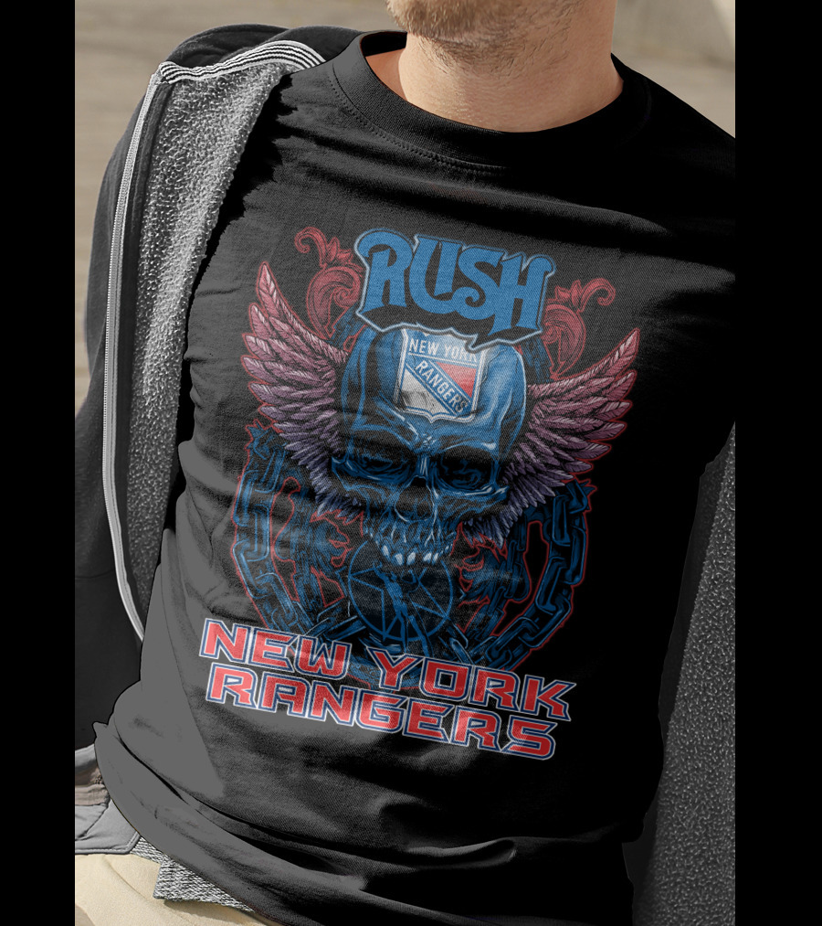 Rush New York Rangers Skull Wings Chain T-Shirt
