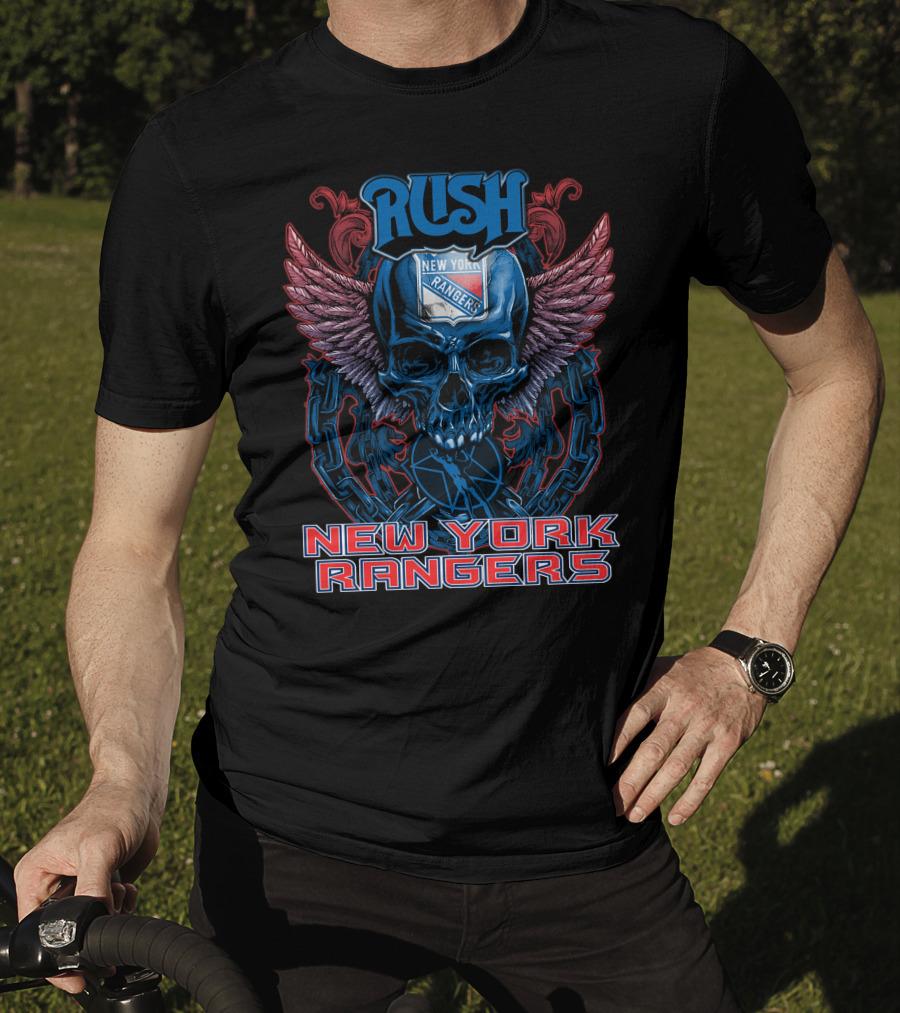 Rush New York Rangers Skull Wings Chain T-Shirt