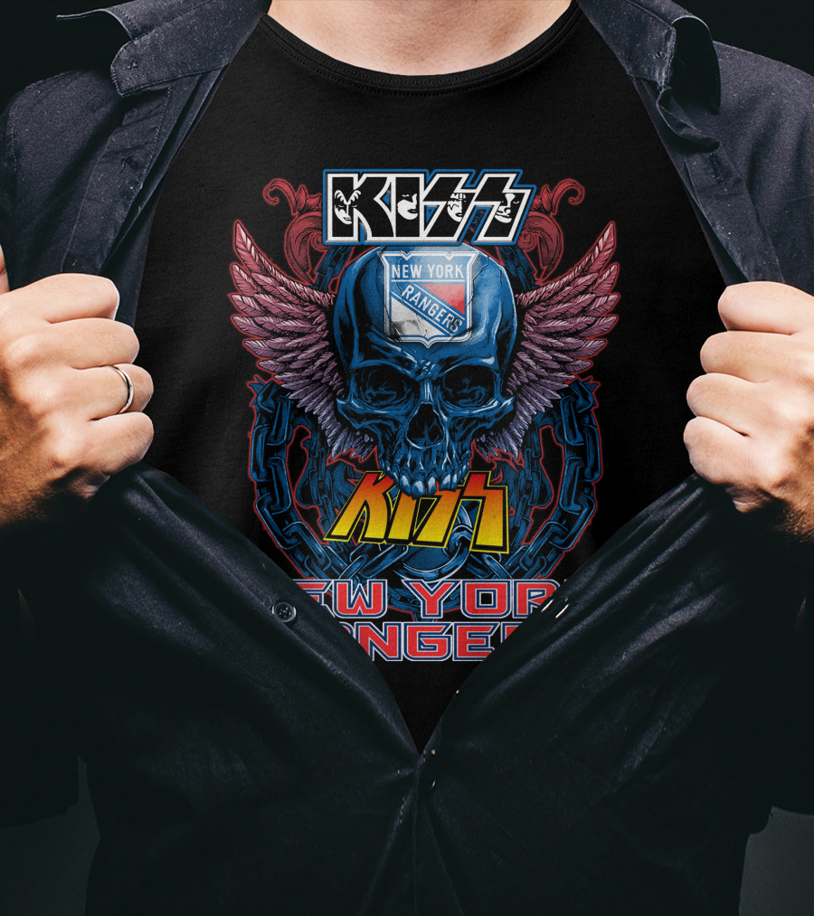 Kiss New York Rangers Skull Wings T-Shirt