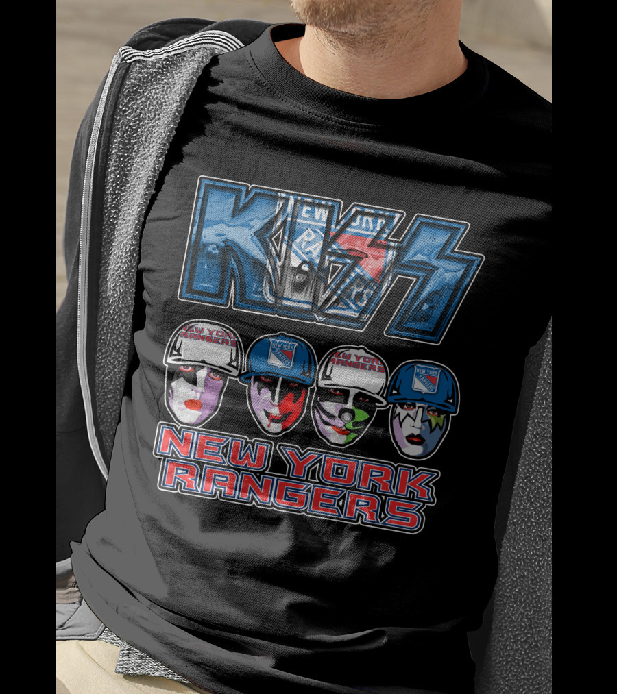 Kiss New York Rangers Iconic Band And Ice Hockey Team Fusion T-Shirt