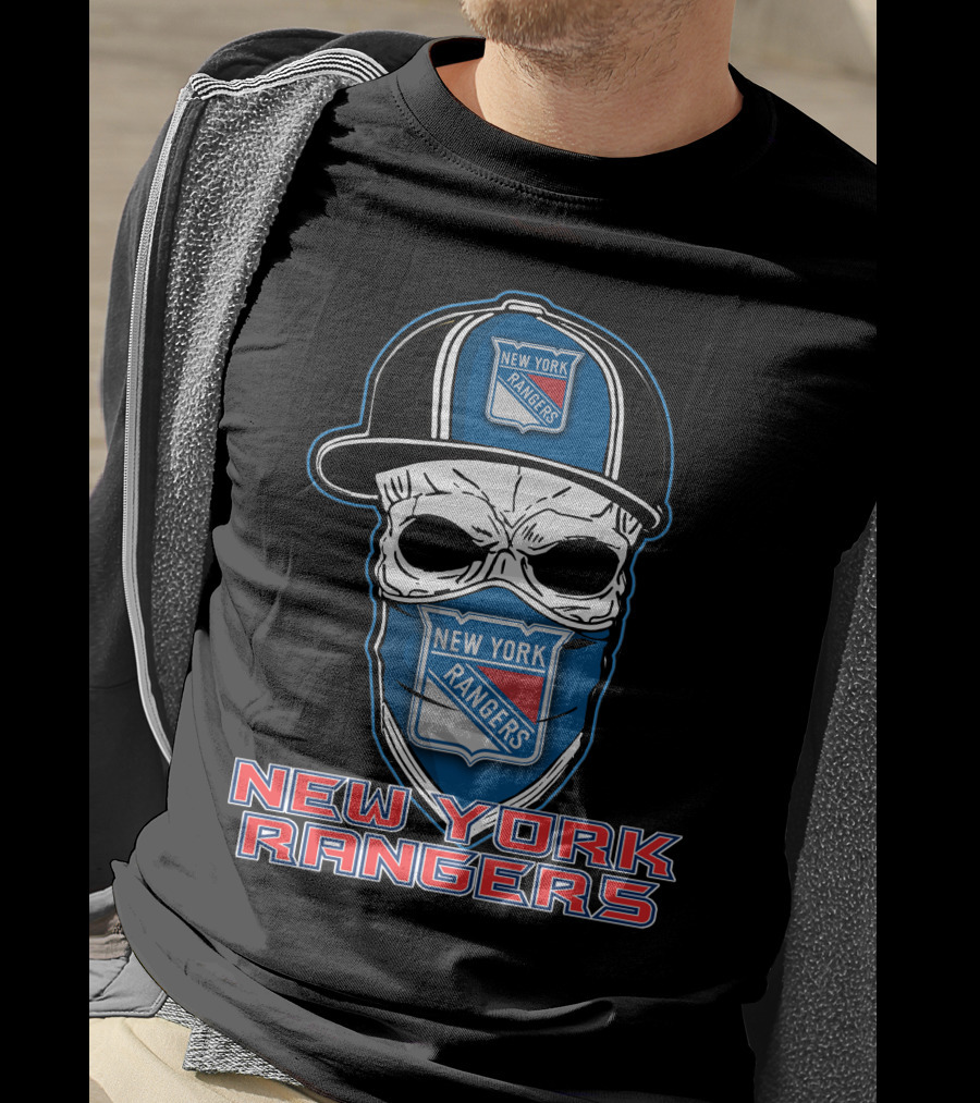 New York Rangers Skull Hat T-Shirt