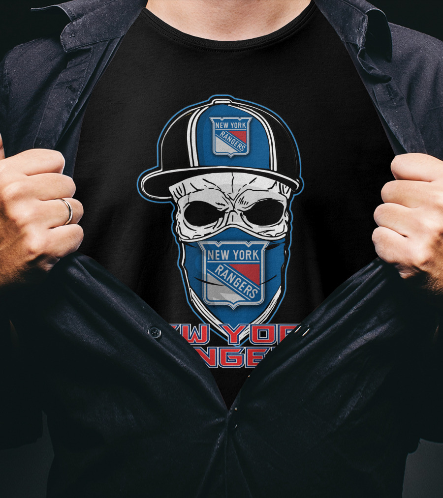 New York Rangers Skull Hat T-Shirt