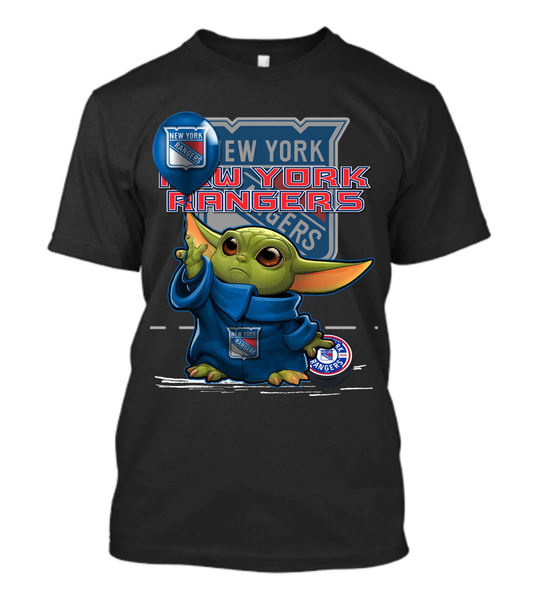 New York Rangers Yoda With Balloon T-Shirt