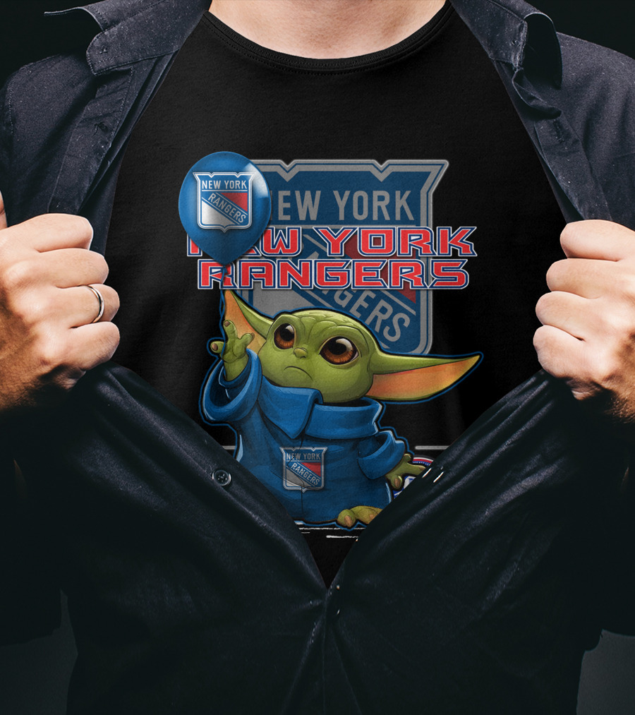 New York Rangers Yoda With Balloon T-Shirt