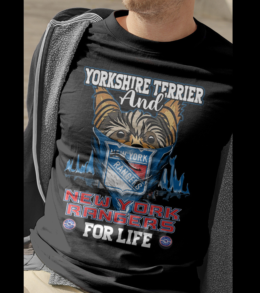 Yorkshire Terrier And New York Rangers For Life T-Shirt