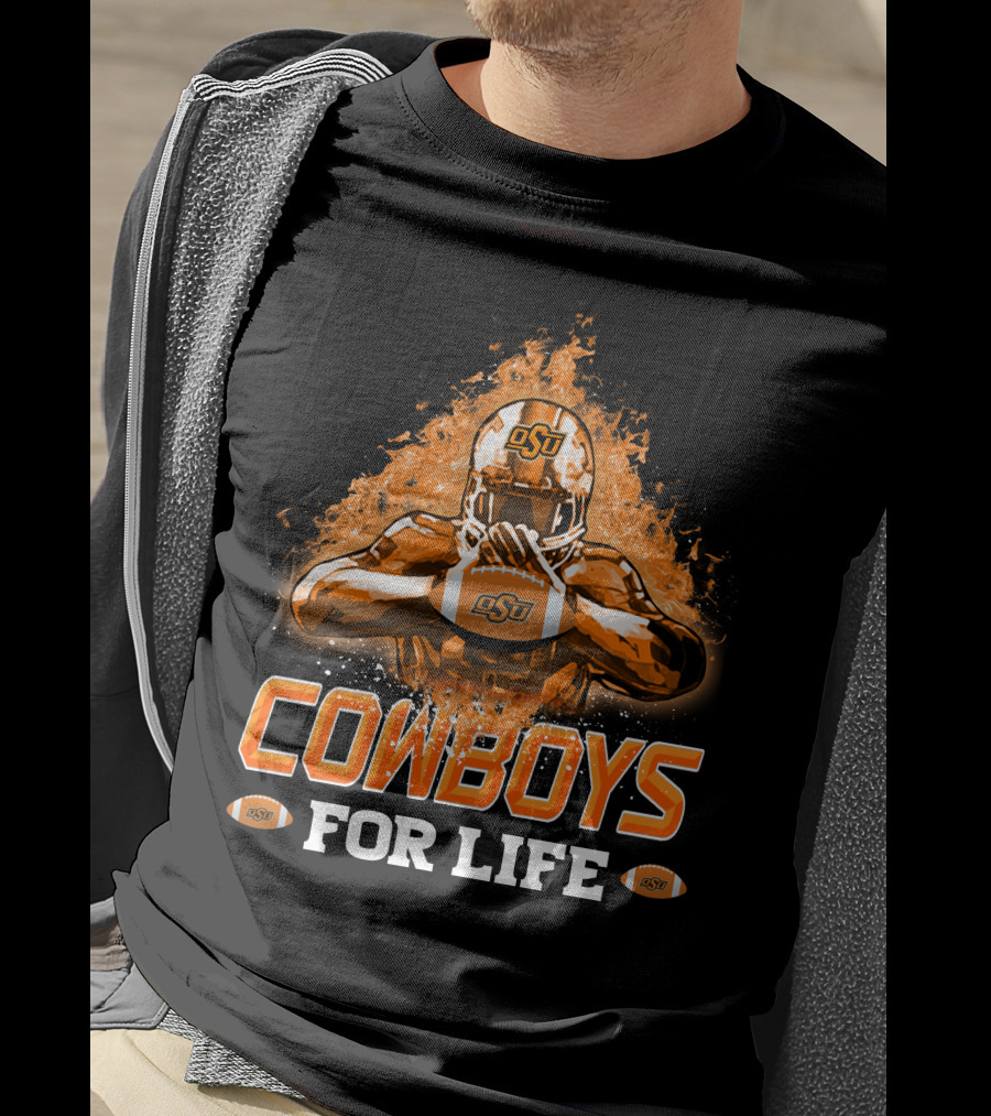 OSU Cowboys For Life Football T-Shirt