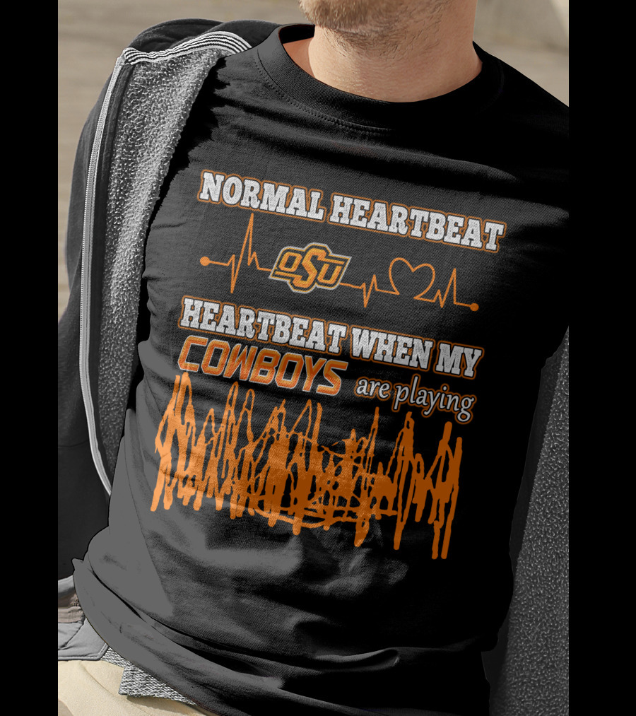 Normal Heartbeat OSU Cowboys Heartbeat When My Cowboys Are Playing T-Shirt