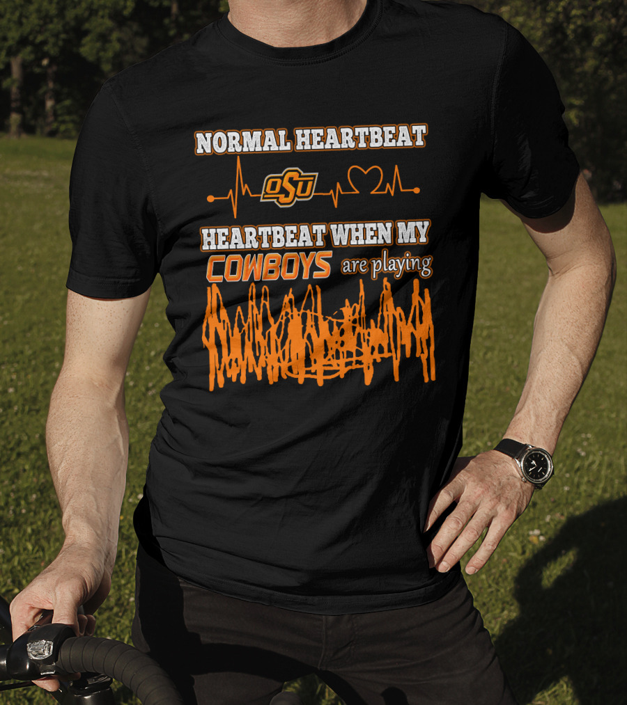Normal Heartbeat OSU Cowboys Heartbeat When My Cowboys Are Playing T-Shirt