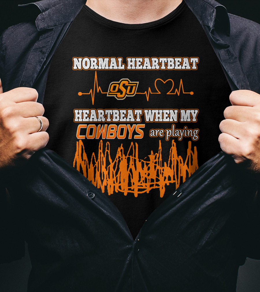 Normal Heartbeat OSU Cowboys Heartbeat When My Cowboys Are Playing T-Shirt