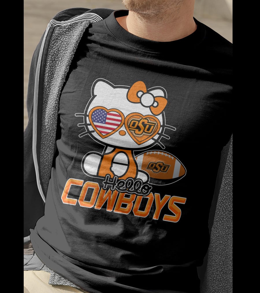 Hello Kitty OSU Cowboys Football Fan T-Shirt