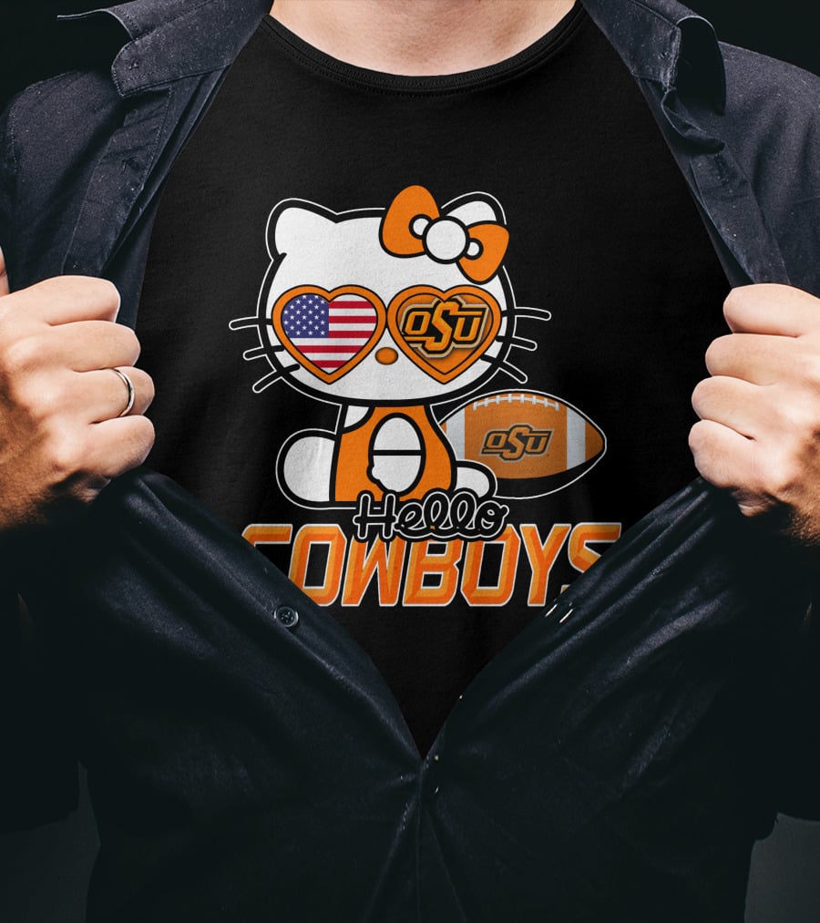 Hello Kitty OSU Cowboys Football Fan T-Shirt