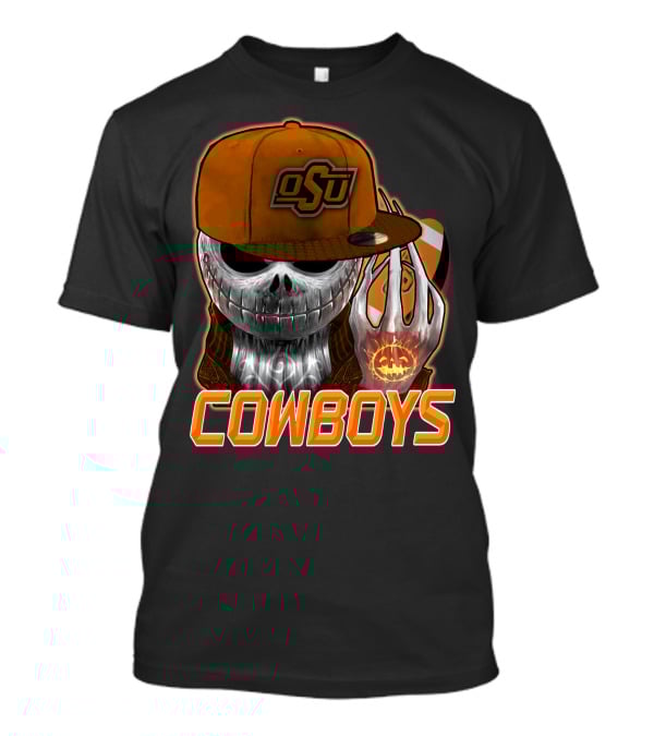 Osu Cowboys Halloween Skull Pumpkin Oklahoma State T-Shirt