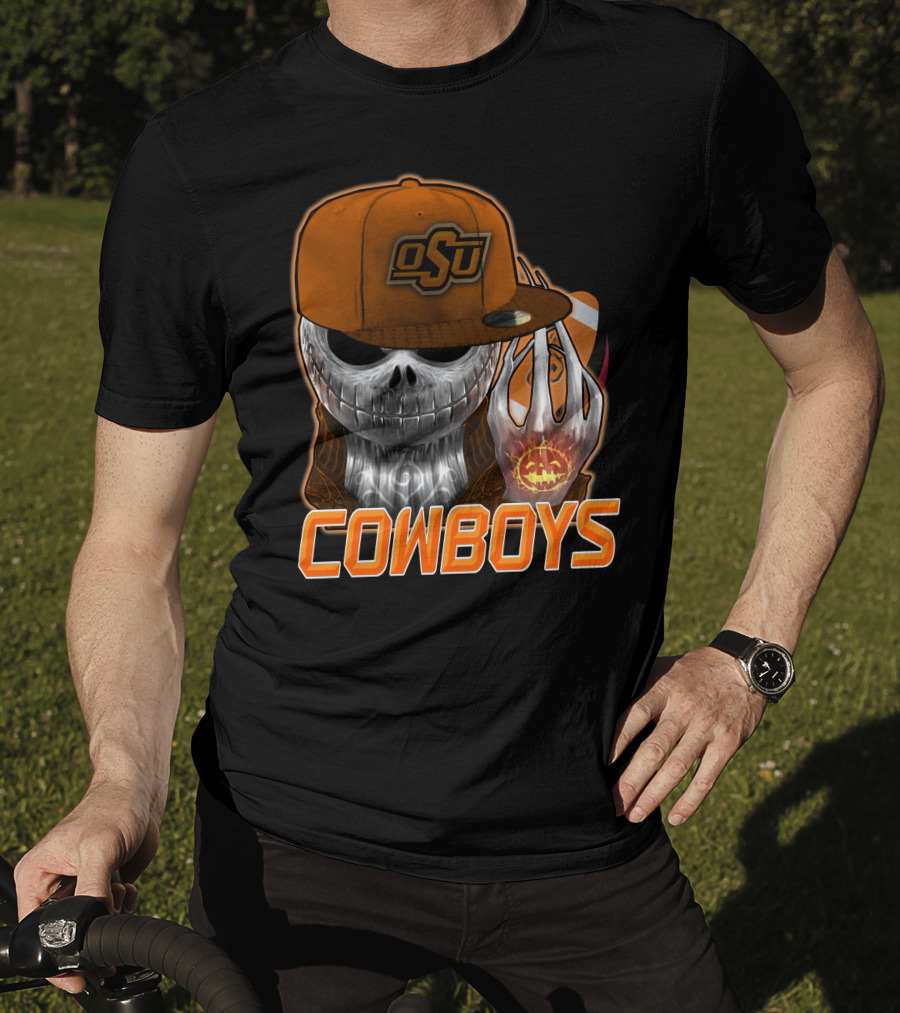 Osu Cowboys Halloween Skull Pumpkin Oklahoma State T-Shirt