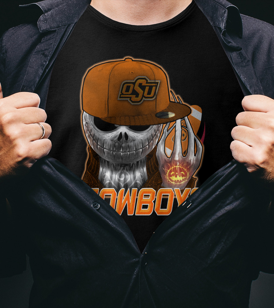 Osu Cowboys Halloween Skull Pumpkin Oklahoma State T-Shirt