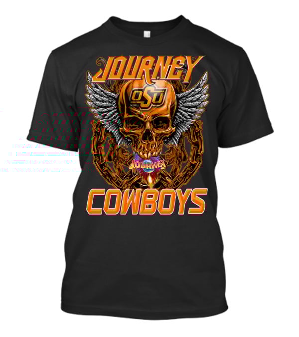 Journey Osu Cowboys Skull Wings And Chains T-Shirt