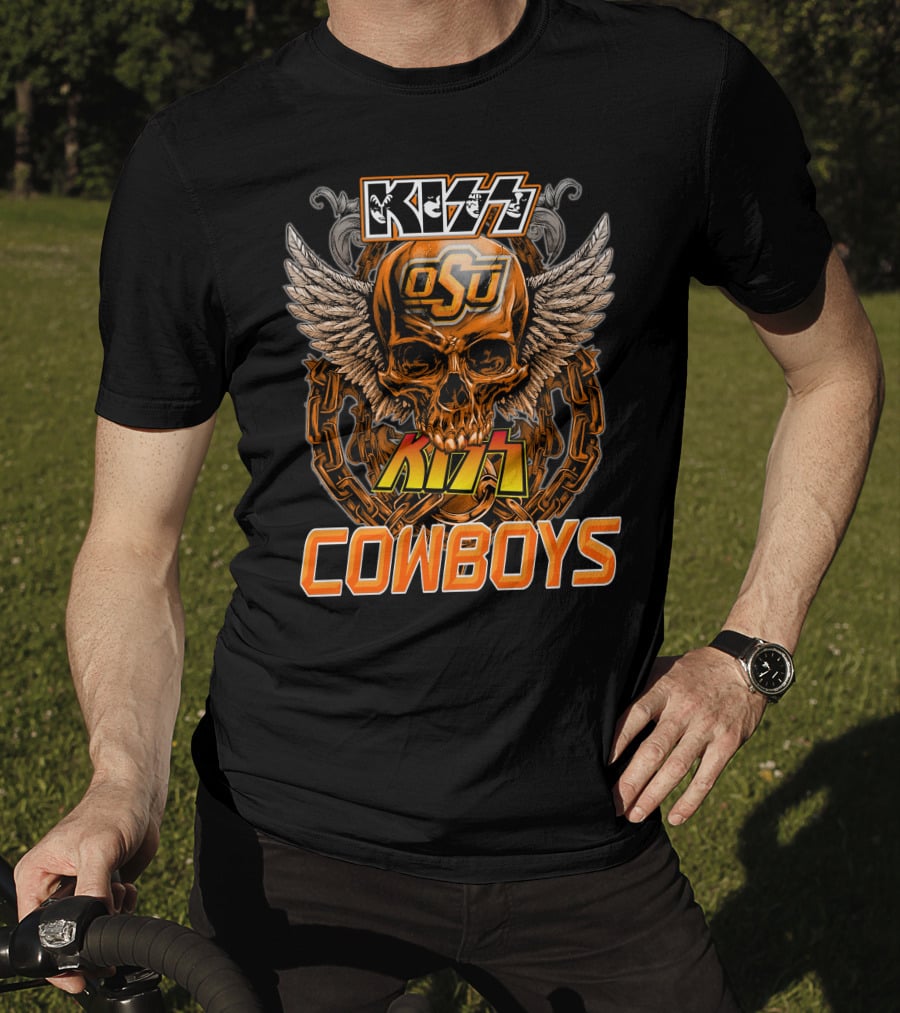 KISS OSU Cowboys Skull Wings Chain T-Shirt