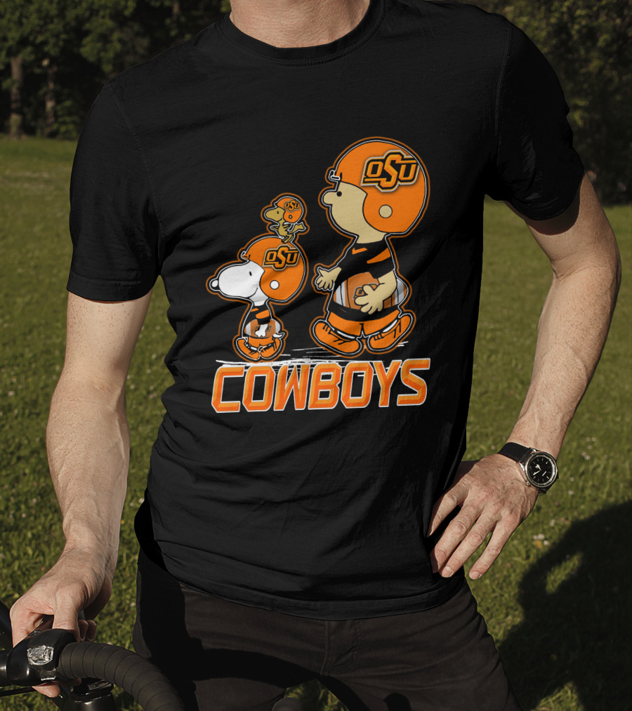 Snpfootball Oklahoma State Osu Cowboys Peanuts Characters Football Helmets T-Shirt