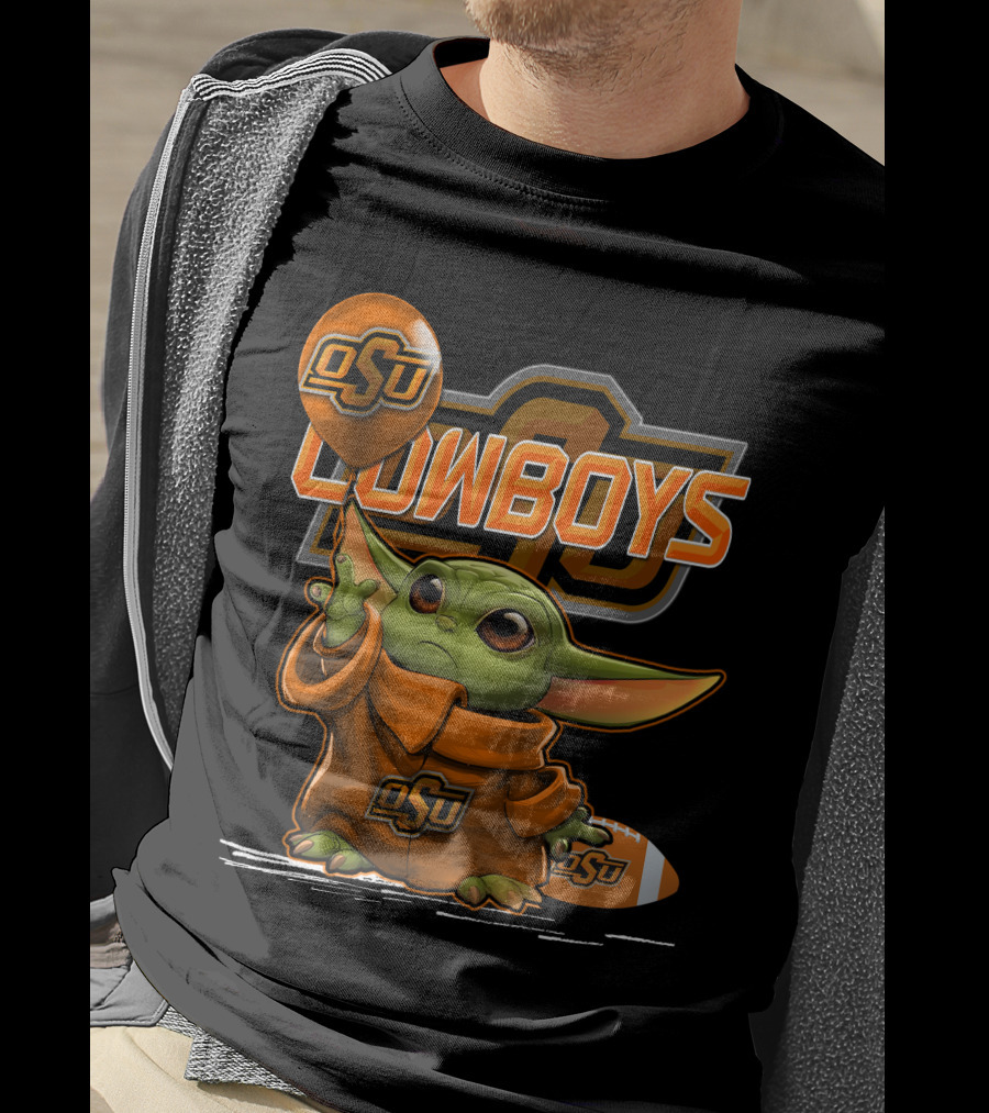 Yoda OSU Cowboys Balloon Football T-Shirt