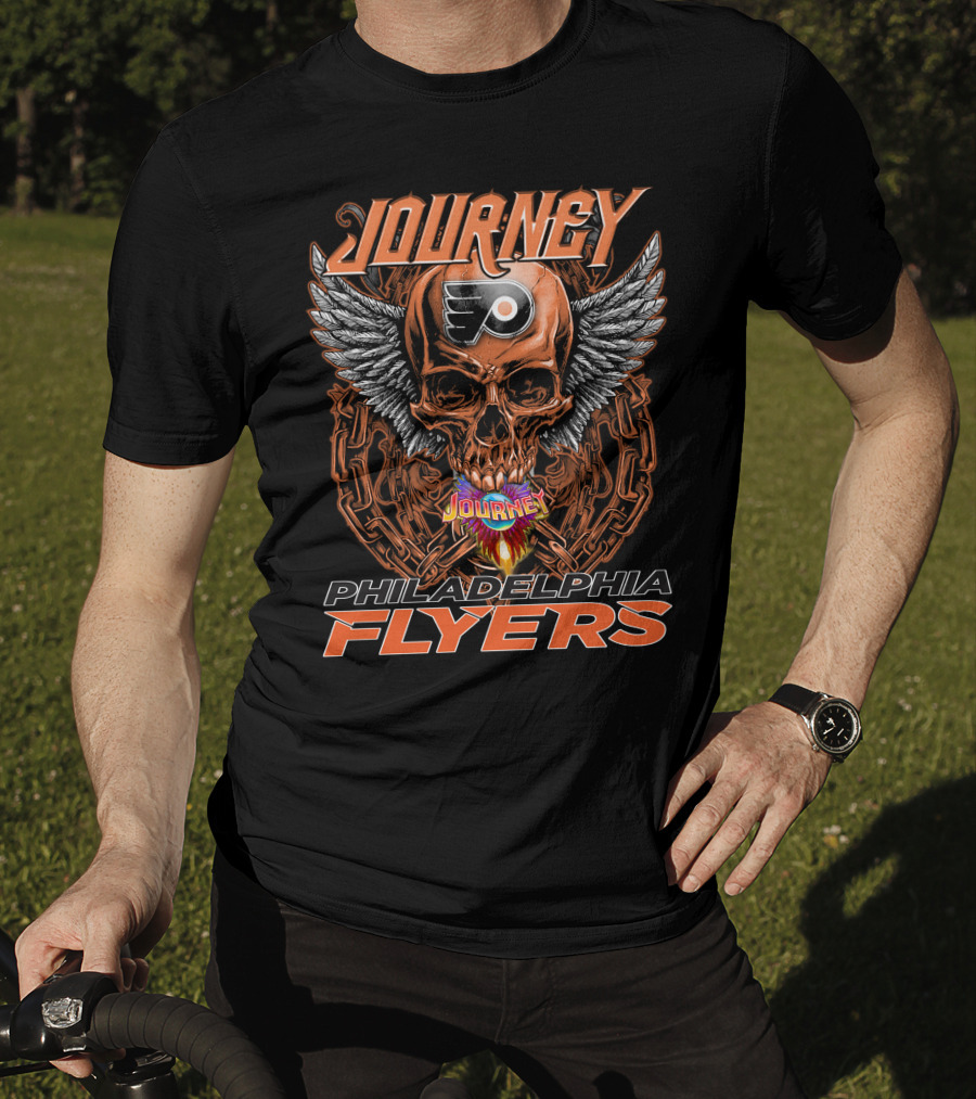 Journey Philadelphia Flyers Skull Wings T-Shirt