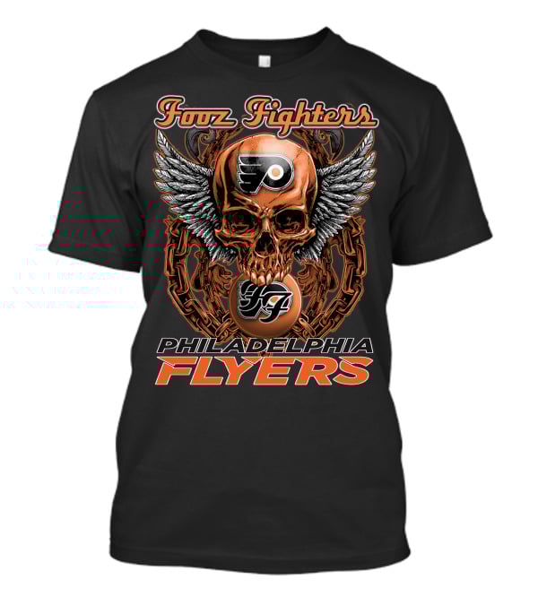 Fooz Fighters Philadelphia Flyers Skull Wings T-Shirt