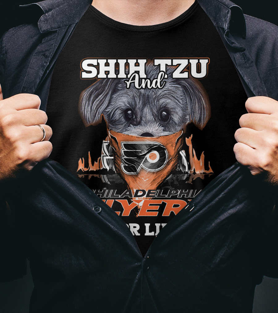Shih Tzu And Philadelphia Flyers For Life T-Shirt
