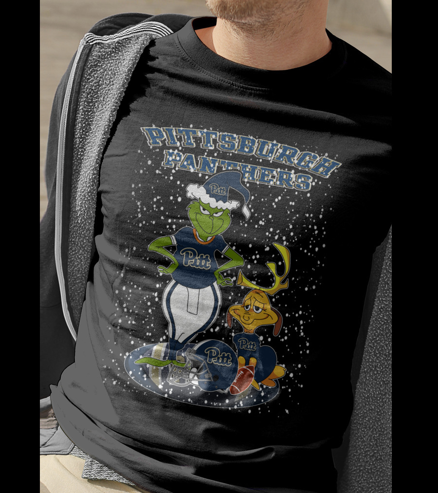 Pittsburgh Panthers Grinchxmas Snowy Scene Pitt Football Helmet T-Shirt