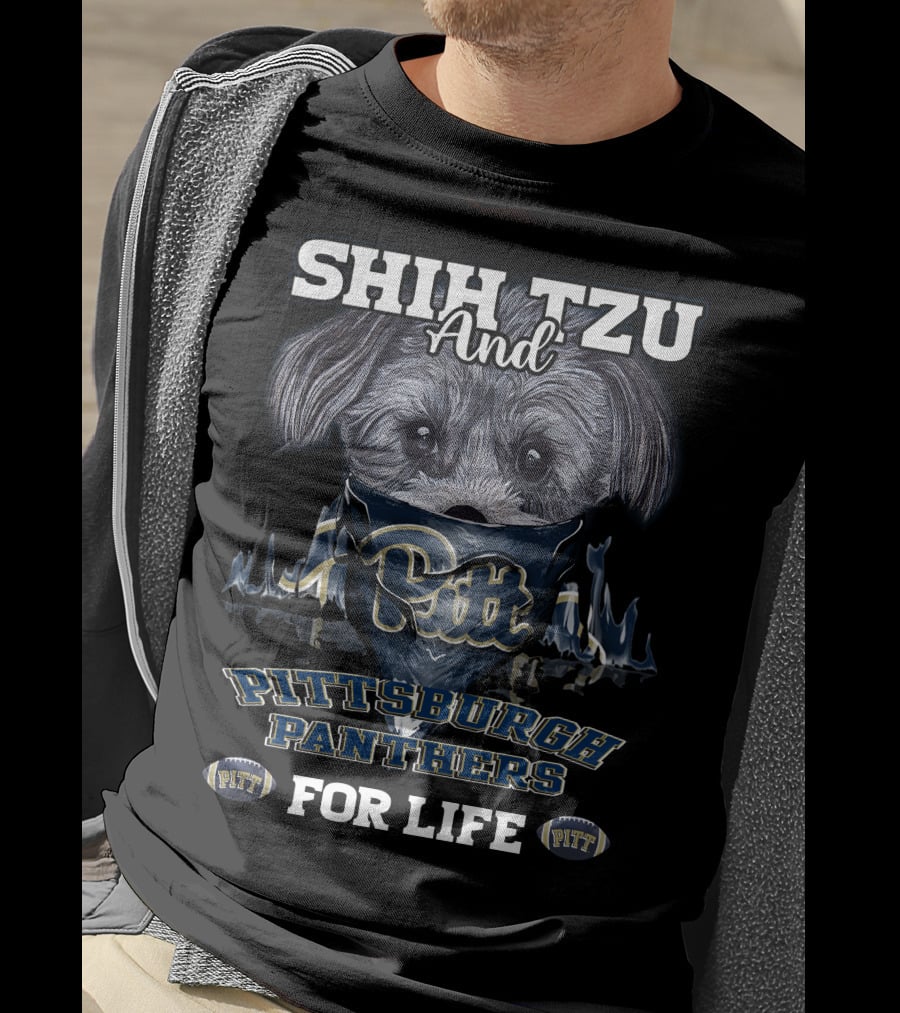 Shih Tzu And Pittsburgh Panthers Pitt For Life T-Shirt