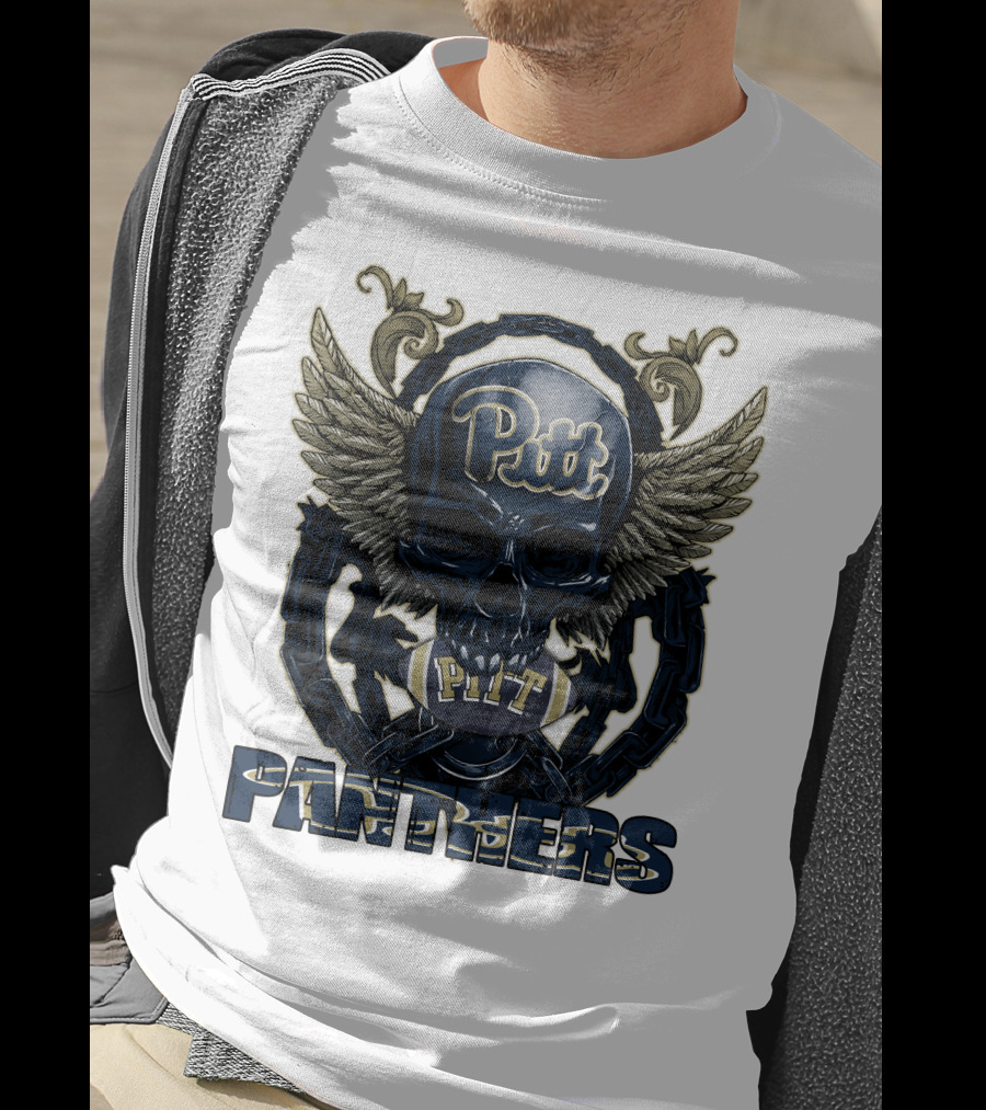 Pitt Panthers Skull Winged Football T-Shirt