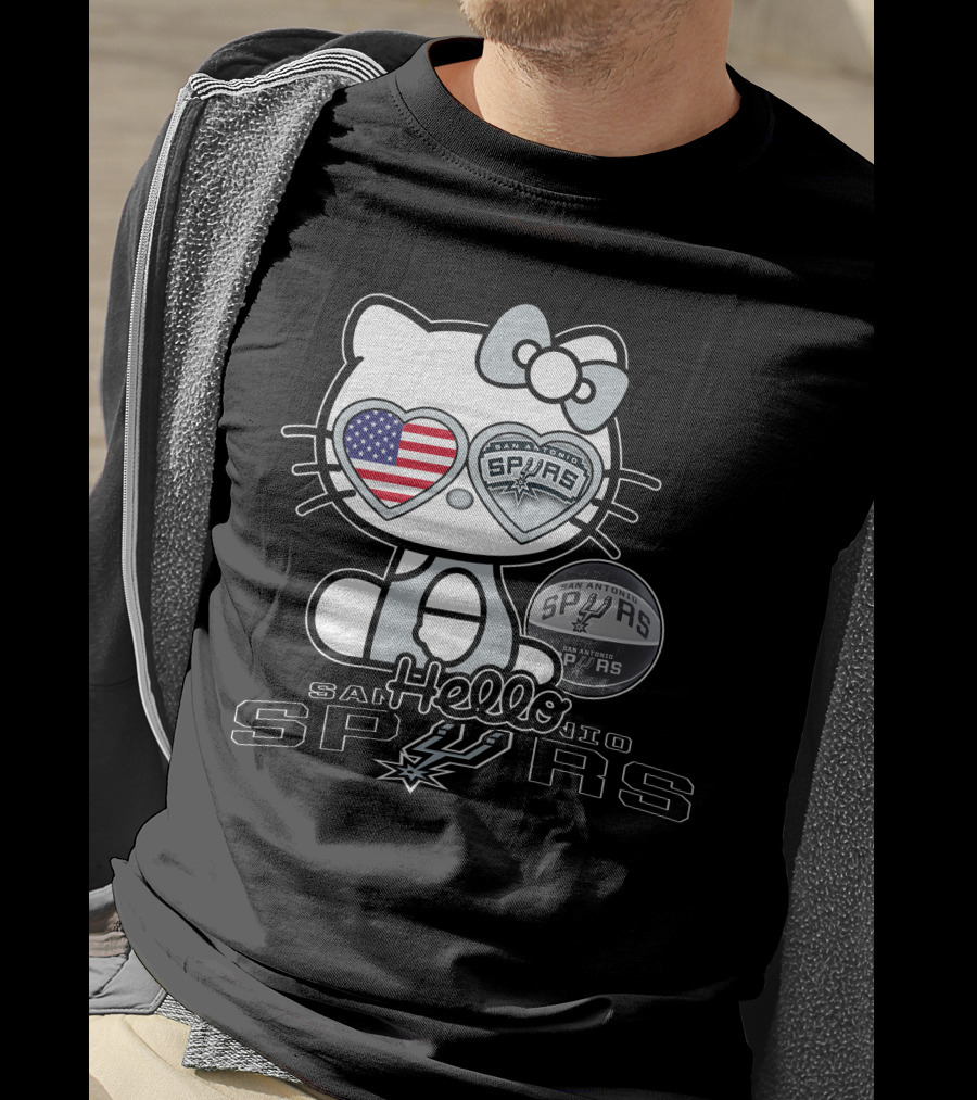 Hello Kitty San Antonio Spurs USA Flag T-Shirt