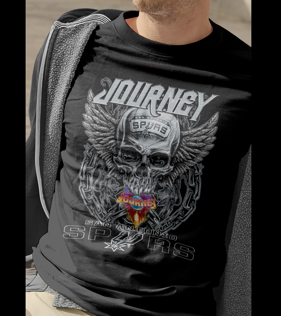Journey San Antonio Spurs Skull Winged Chain T-Shirt