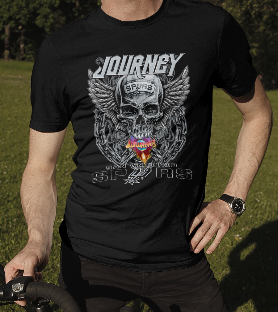 Journey San Antonio Spurs Skull Winged Chain T-Shirt