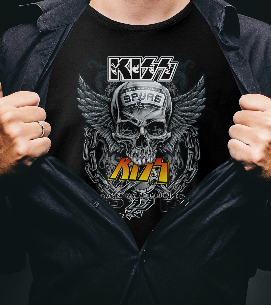 Kiss San Antonio Spurs Skull Wings T-Shirt