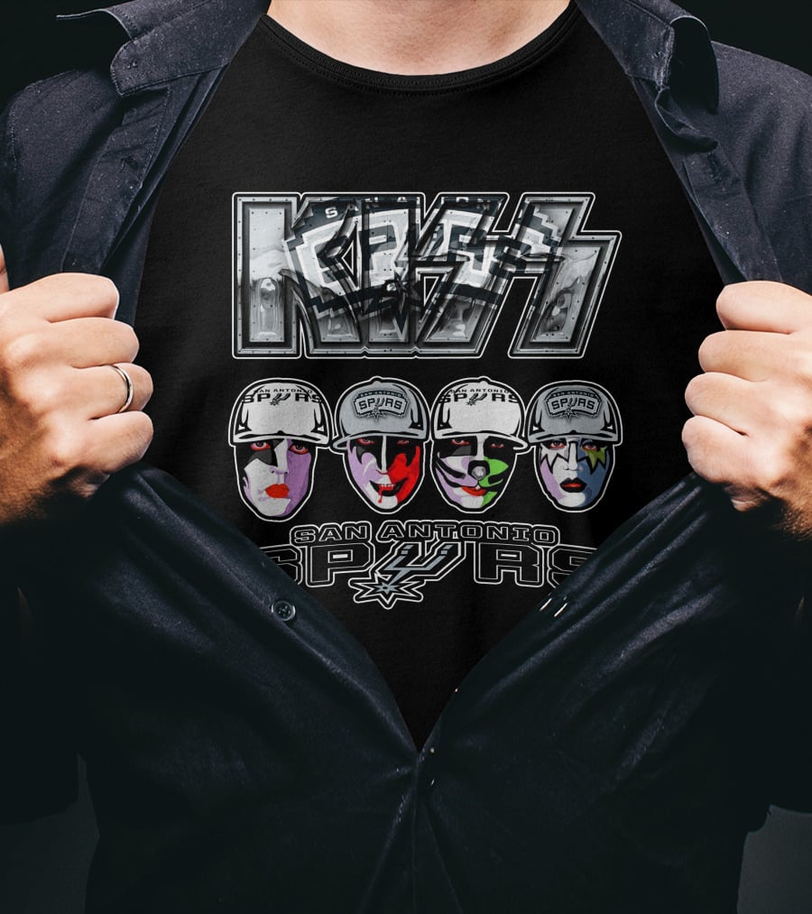 Kiss San Antonio Spurs Faces In Hats T-Shirt
