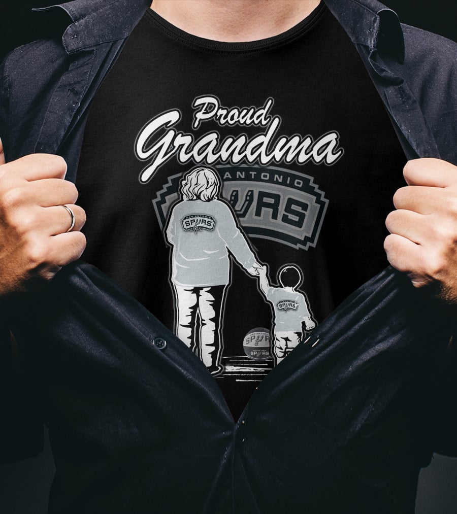 Proud Grandma San Antonio Spurs Holding Hands With Child In Team Gear T-Shirt