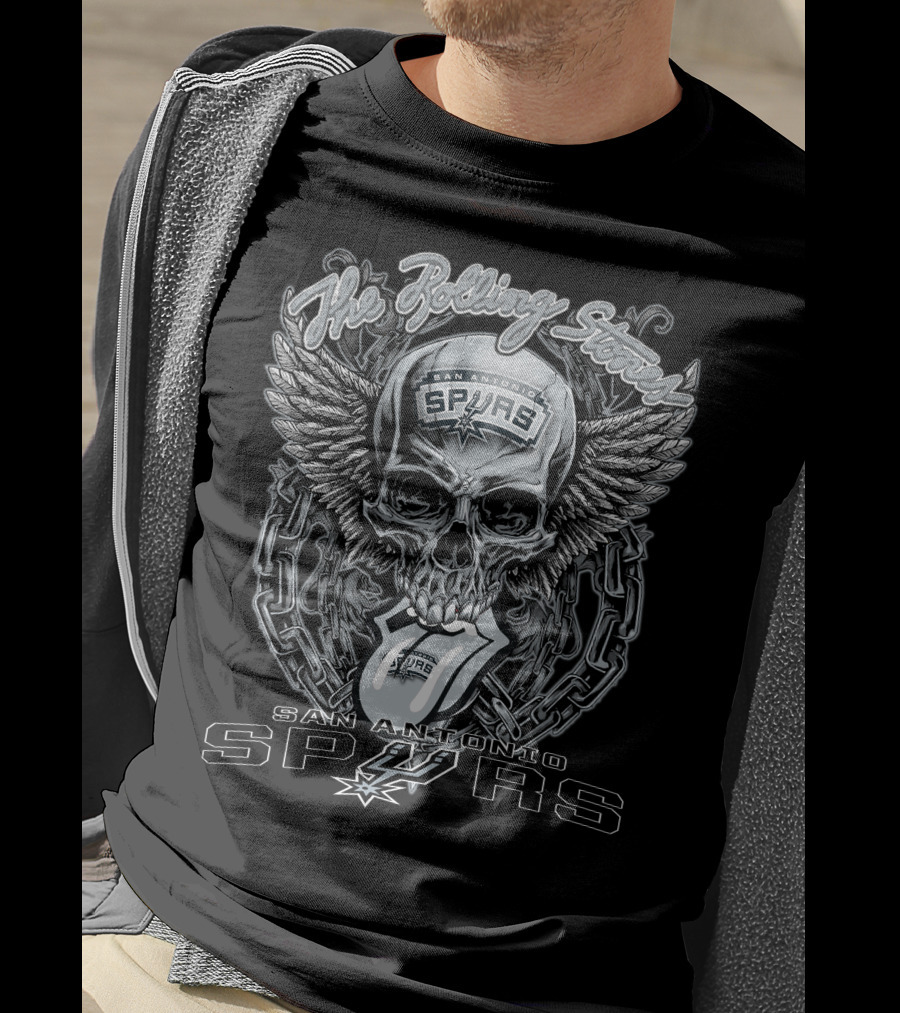The Rolling Stones San Antonio Spurs Skull Wings Chain T-Shirt