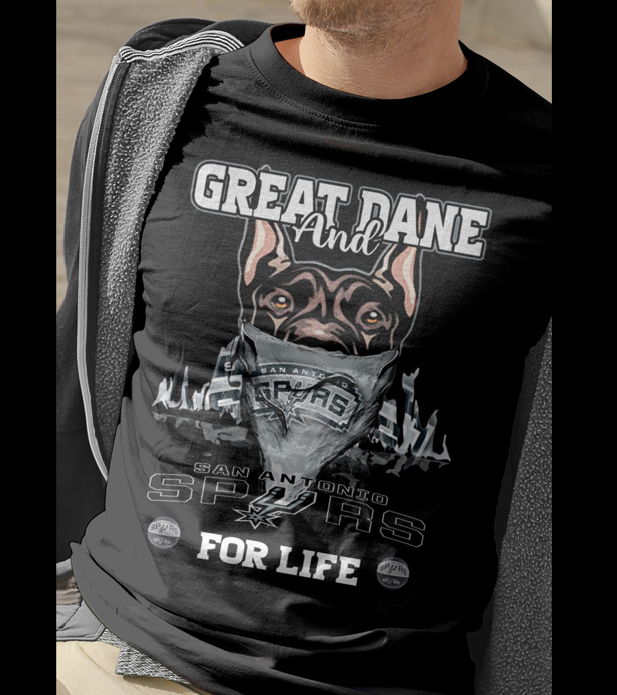 Great Dane And San Antonio Spurs For Life T-Shirt