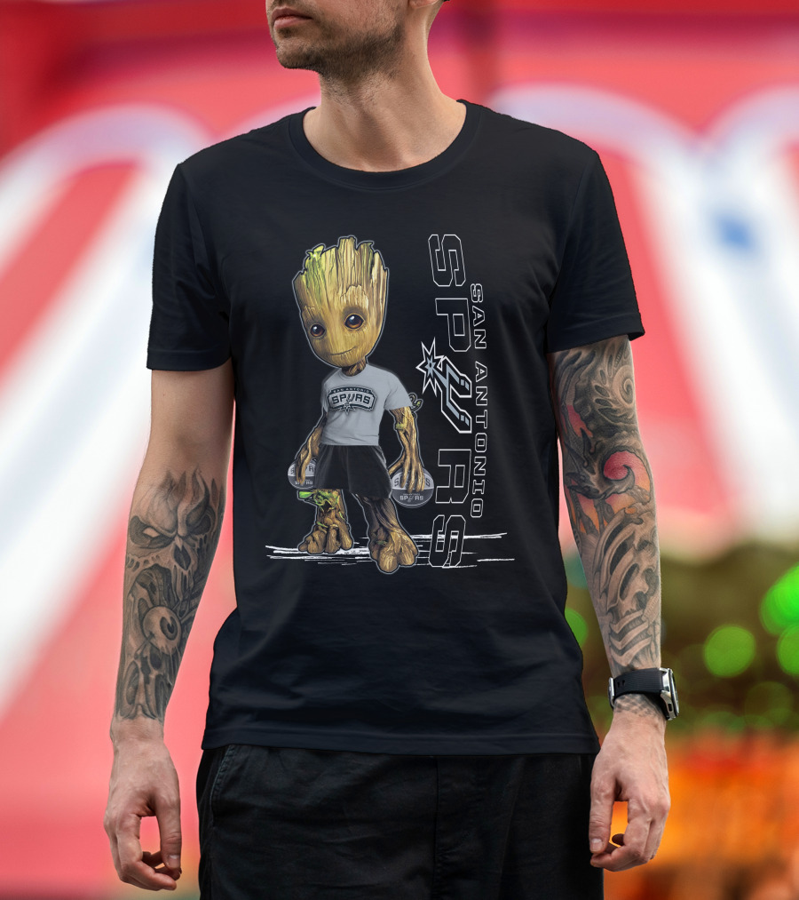 Groot San Antonio Spurs NBA Basketball Character Crossover T-Shirt