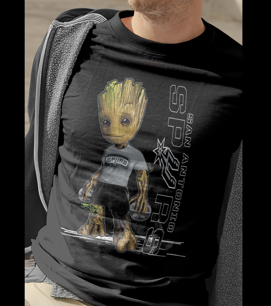 Groot San Antonio Spurs NBA Basketball Character Crossover T-Shirt