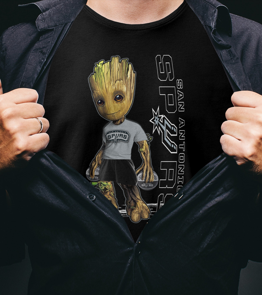 Groot San Antonio Spurs NBA Basketball Character Crossover T-Shirt