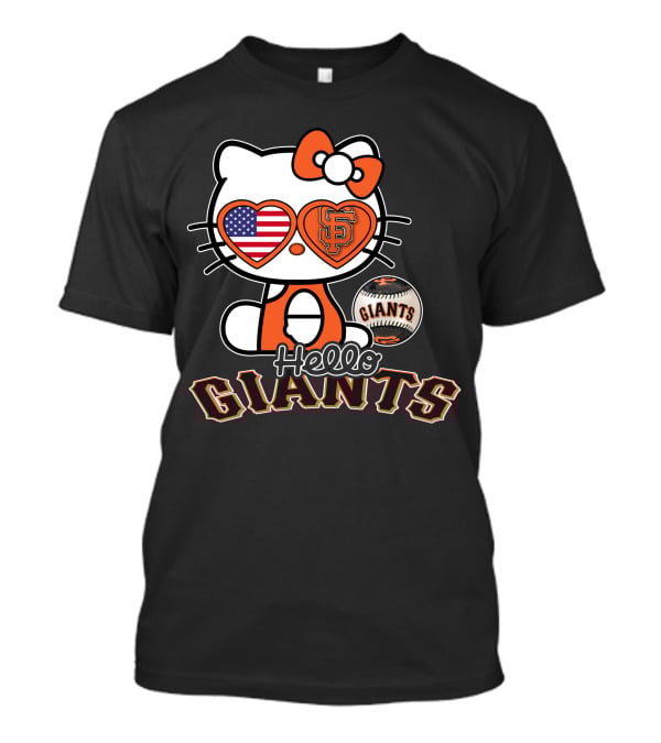 Hello Kitty San Francisco Giants American Flag Baseball T-Shirt