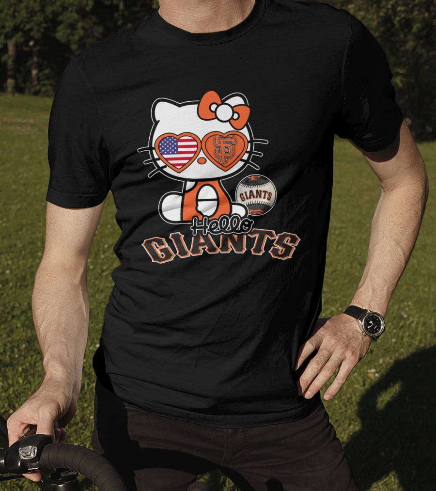 Hello Kitty San Francisco Giants American Flag Baseball T-Shirt