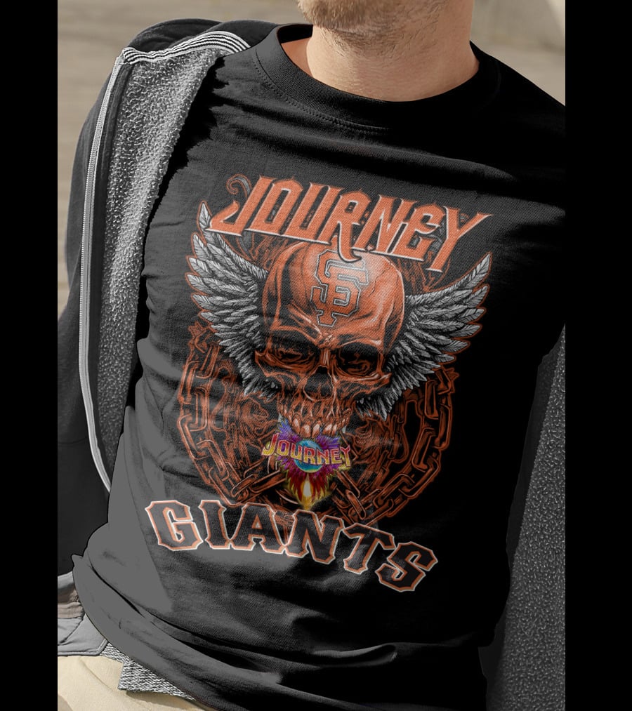 Journey Giants Skull With Wings And SF T-Shirt