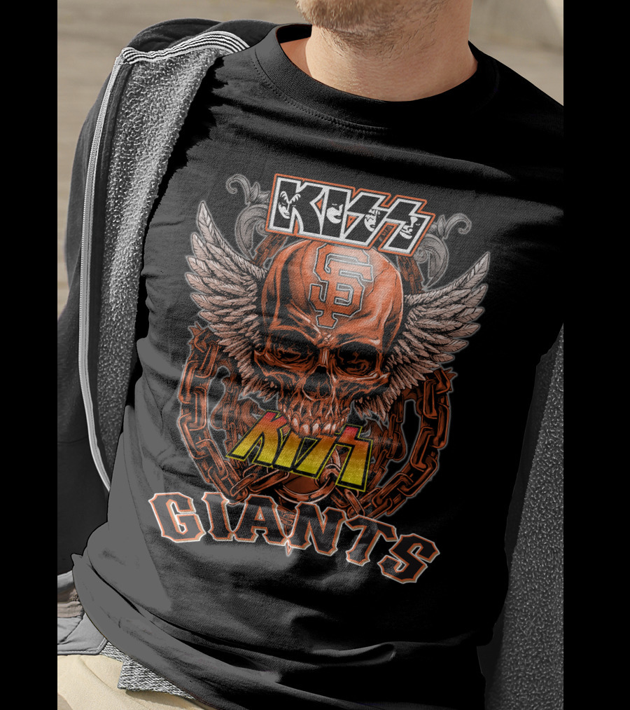 KISS San Francisco Giants Skull Wings Chain T-Shirt