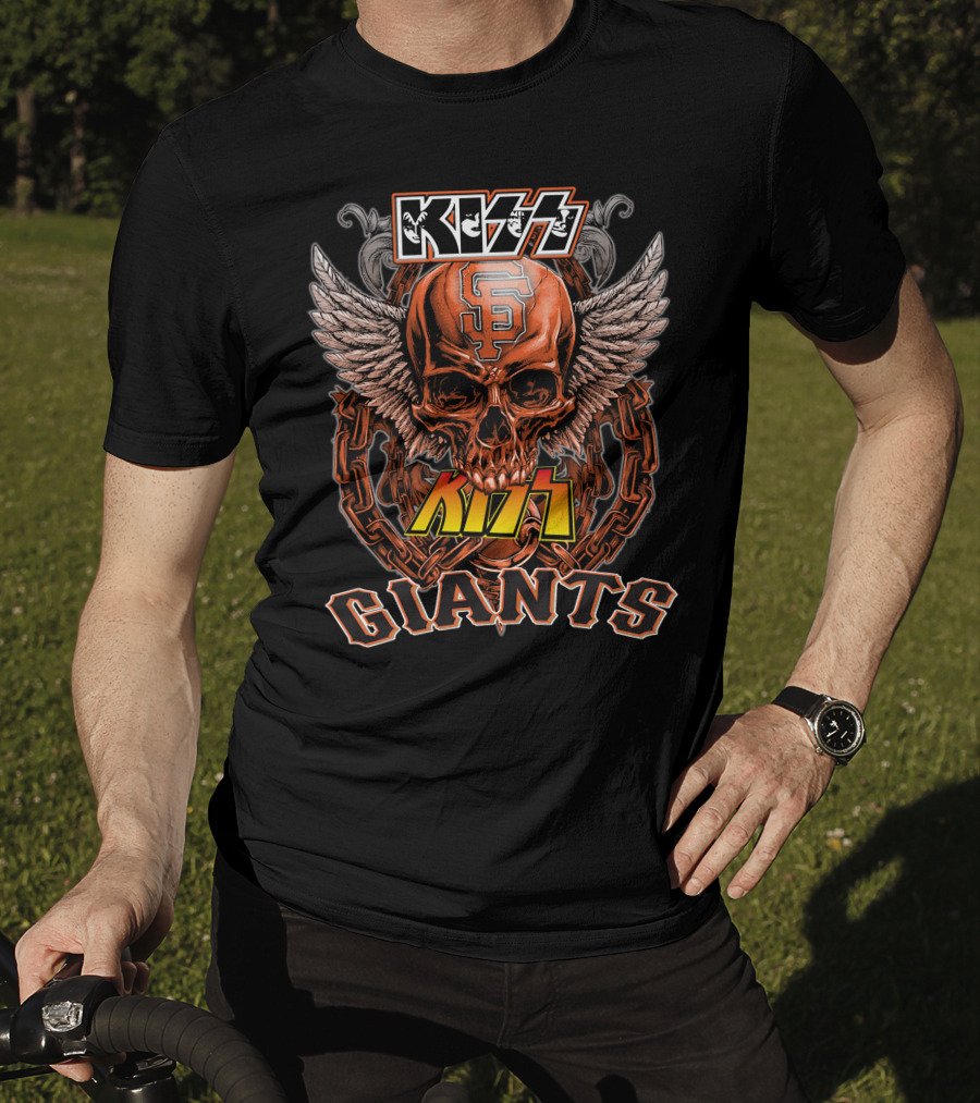 KISS San Francisco Giants Skull Wings Chain T-Shirt