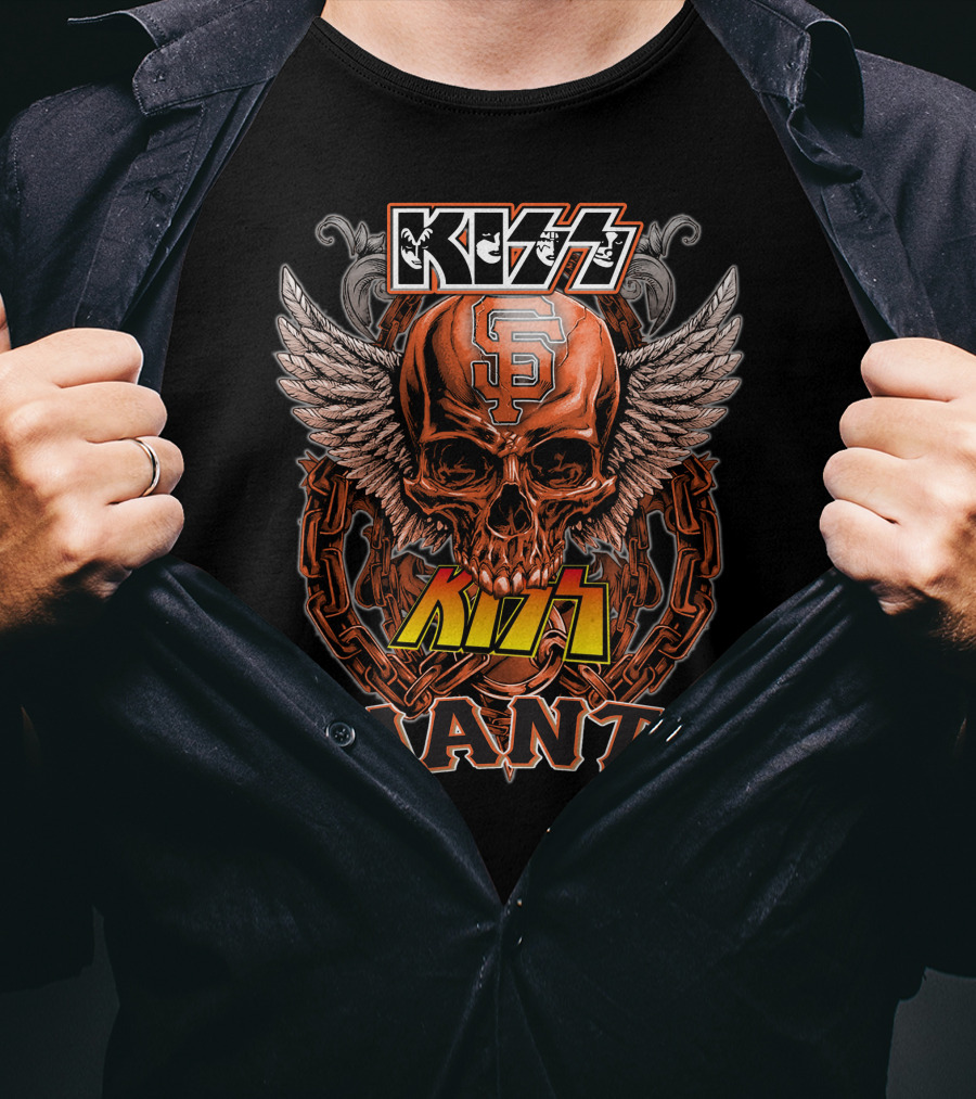 KISS San Francisco Giants Skull Wings Chain T-Shirt